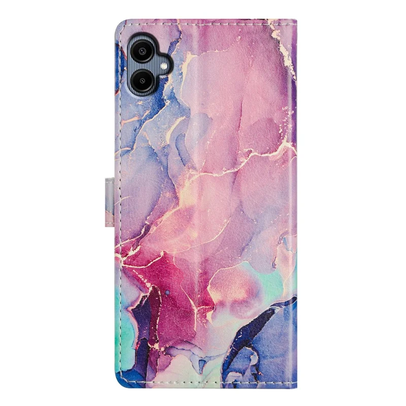 For Samsung Galaxy A06 4G Wallet Phone Case PU Leather Flip Cover with Stand Card Holder Painted Design - Green Pink Marble