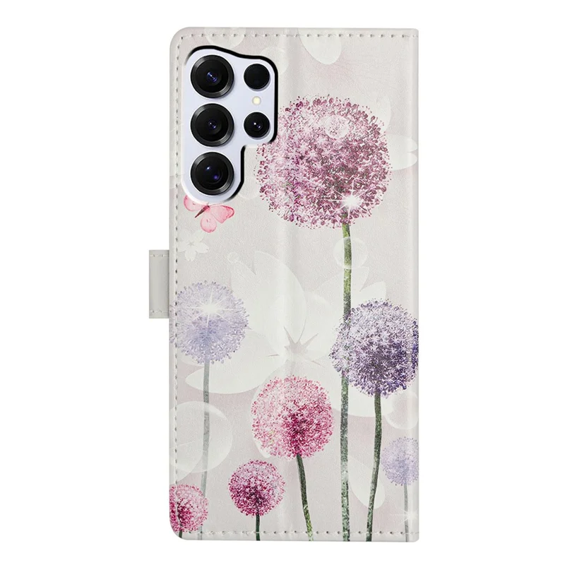 For Samsung Galaxy S25 Ultra Wallet Phone Case PU Leather Flip Cover with Stand Card Holder Painted Design - Dandelion