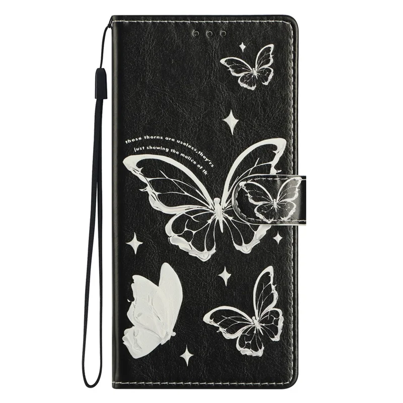 For Samsung Galaxy A25 5G (Global) (161.0 x 76.5 x 8.3mm) Leather Case Pattern Printing Wallet Stand Flip Phone Cover - Butterfly