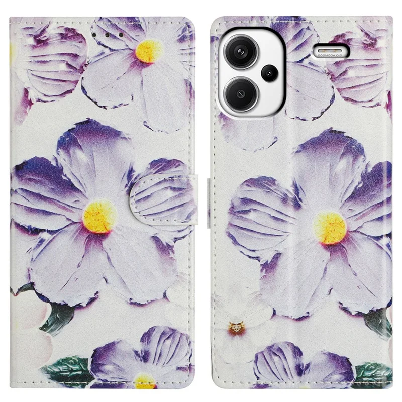 For Xiaomi Redmi Note 13 Pro+ 5G Case Pattern Printing Wallet Stand Flip Leather Phone Cover - Purple Flower