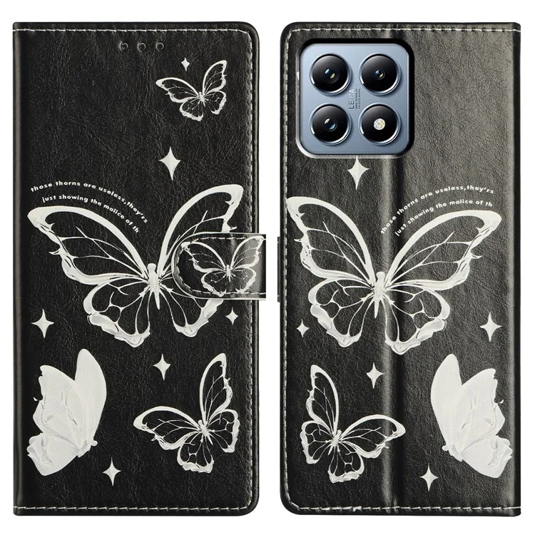 For Xiaomi 14T Pro Wallet Phone Case PU Leather Flip Cover with Stand Card Holder Painted Design - Butterfly