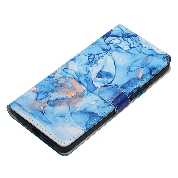 Cover a portafoglio con supporto e stampa a motivi per Xiaomi Redmi 14C 4G / Redmi A3 Pro 4G / Poco C75 4G - Marmo Blu