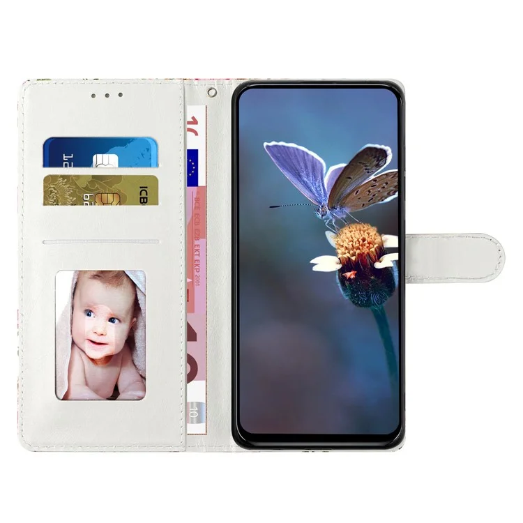 Чехол-книжка для Xiaomi Redmi Note 14 Pro 4G из искусственной кожи с подставкой и отделением для карт, с рисунком - Фиолетовый цветок