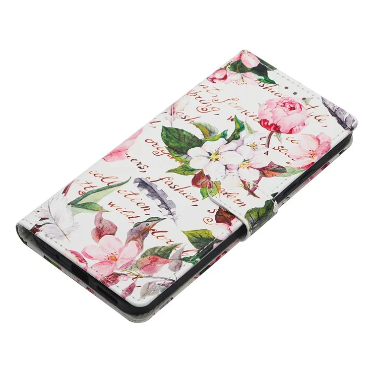 For Honor Magic7 Pro 5G Wallet Phone Case PU Leather Flip Cover with Stand Card Holder Painted Design - Green Leaves Flowers