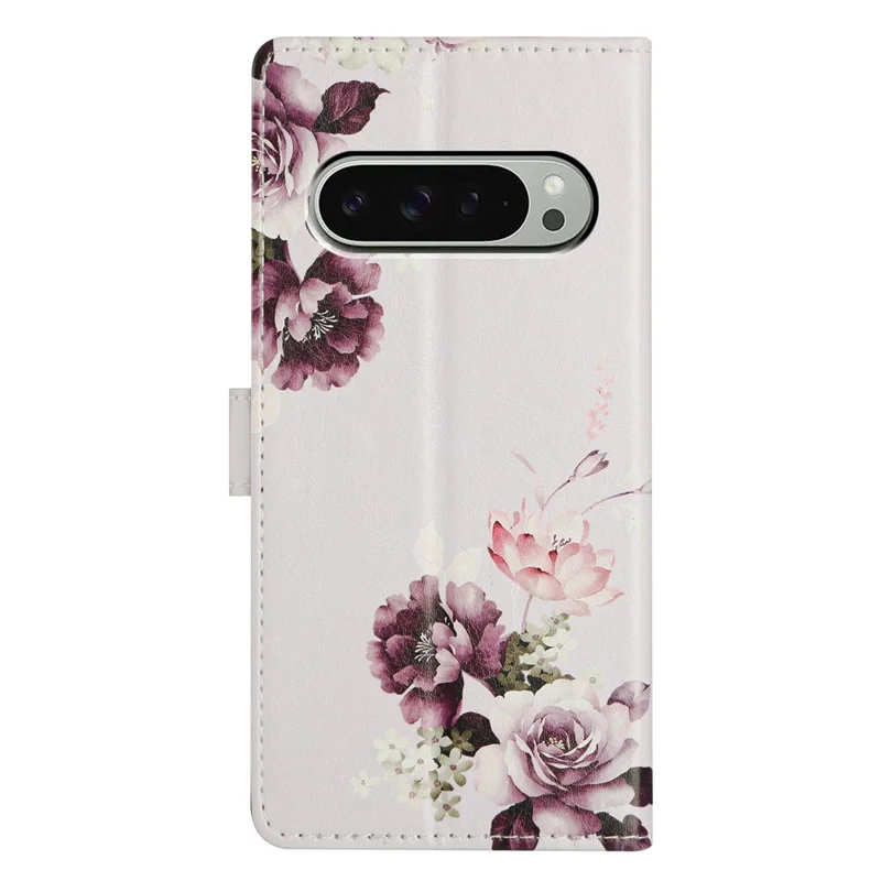 For Google Pixel 9 Pro XL Case PU Leather Wallet Phone Cover with Stand Pattern Painted - Cross Rose