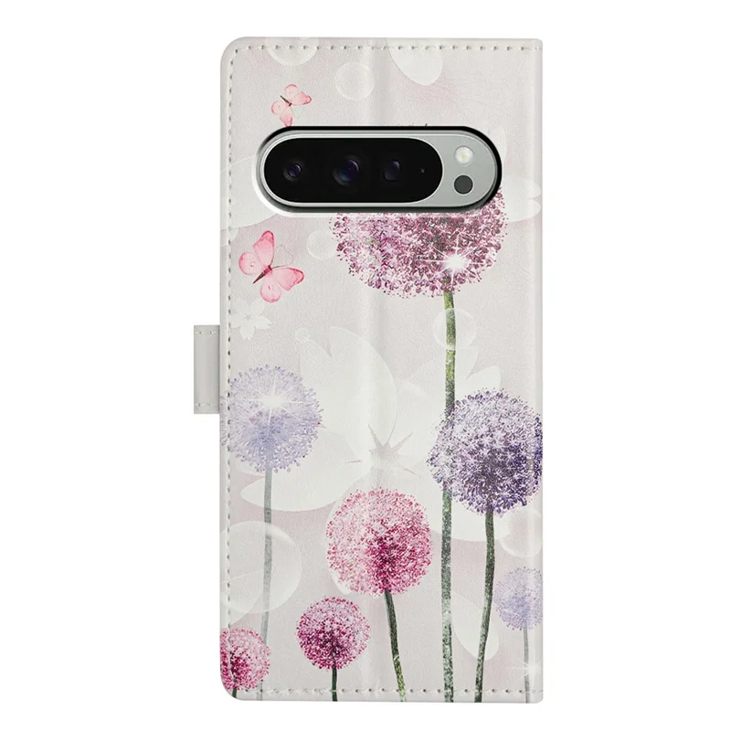 For Google Pixel 9 Pro XL Case PU Leather Wallet Phone Cover with Stand Pattern Painted - Dandelion
