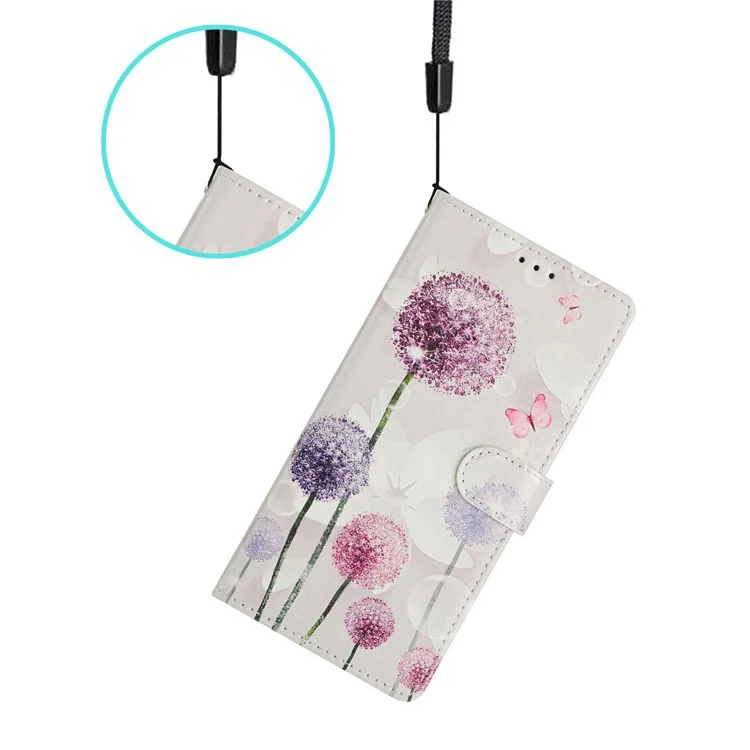 Cover a portafoglio per Honor X8c 4G in pelle PU con supporto e porta carte, design dipinto - Tarassaco