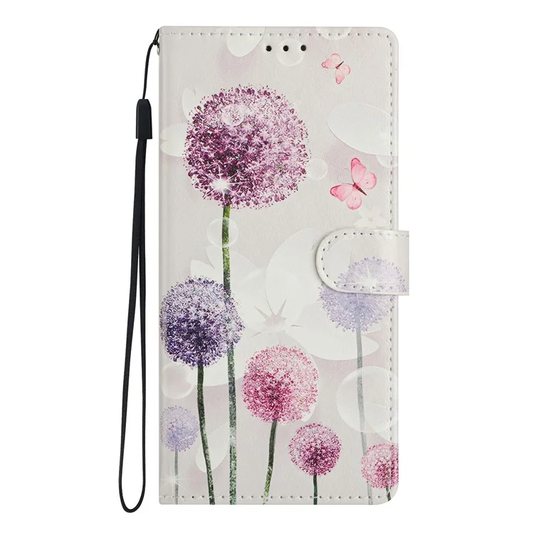Cover a portafoglio per Honor X8c 4G in pelle PU con supporto e porta carte, design dipinto - Tarassaco