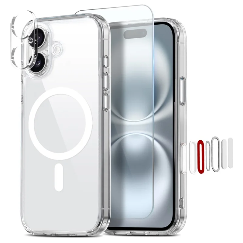 NORTHJO For iPhone 16 Magnetic Case PC + TPU Phone Cover Set with Front Screen Protector + Lens Film