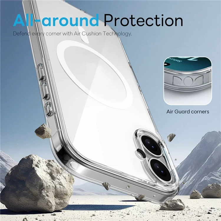 NORTHJO For iPhone 16 Plus Magnetic Case PC + TPU Phone Cover Set with Front Screen Protector + Lens Film