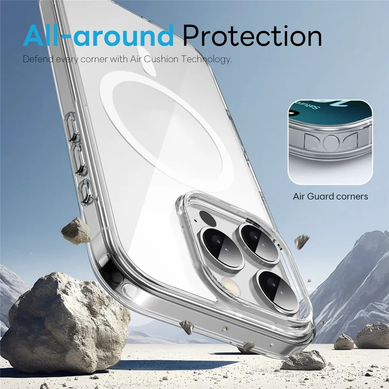 NORTHJO For iPhone 16 Pro Max Magnetic Case PC + TPU Phone Cover Set with Front Screen Protector + Lens Film