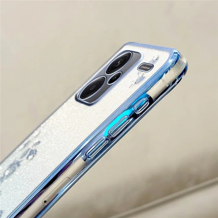Funda KADEM para Xiaomi Redmi Note 13 Pro+ 5G con Patrón Floral, Carcasa de TPU Degradado con Cordón - Oro Rosa