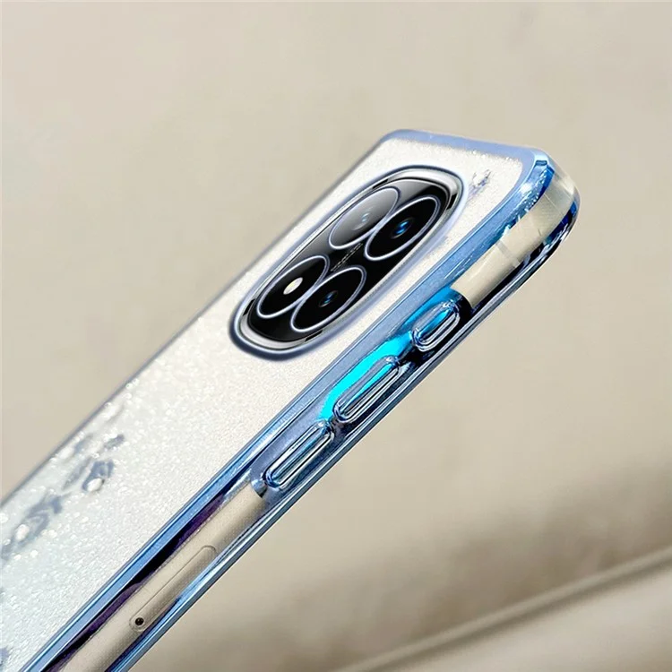 KADEM Para Xiaomi Redmi Note 14 Pro+ 5G Capa Padrão de Flor TPU Gradiente Capa de Telefone com Cordões - Ouro Rosa