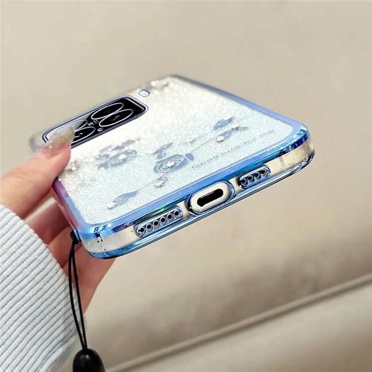 KADEM For Xiaomi 15 Case Flower Pattern TPU Gradient Phone Cover with Lanyards - Rose Gold