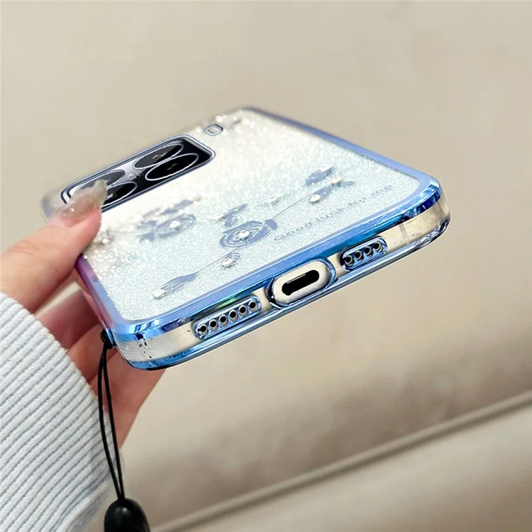 KADEM per Xiaomi 15 Pro Cover con Motivo Floreale TPU Sfumato e Laccetto - Oro Rosa