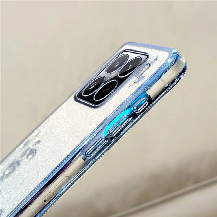 KADEM per Xiaomi 15 Pro Cover con Motivo Floreale TPU Sfumato e Laccetto - Oro Rosa