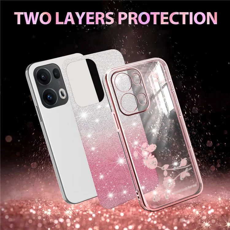 KADEM Pour Coque Oppo Reno13 Pro 5G Étui Fleur TPU Souple Dégradé de Couleur - Or Rose