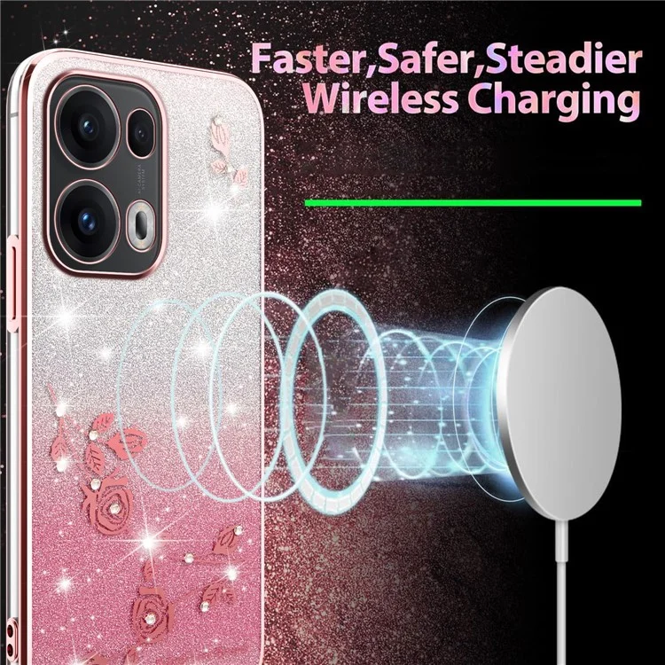 KADEM Pour Coque Oppo Reno13 Pro 5G Étui Fleur TPU Souple Dégradé de Couleur - Or Rose