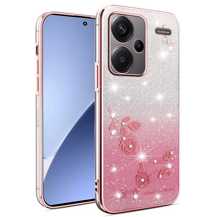 Funda KADEM para Xiaomi Redmi Note 13 Pro+ 5G con Diseño Floral - TPU Flexible Degradado - Oro Rosa