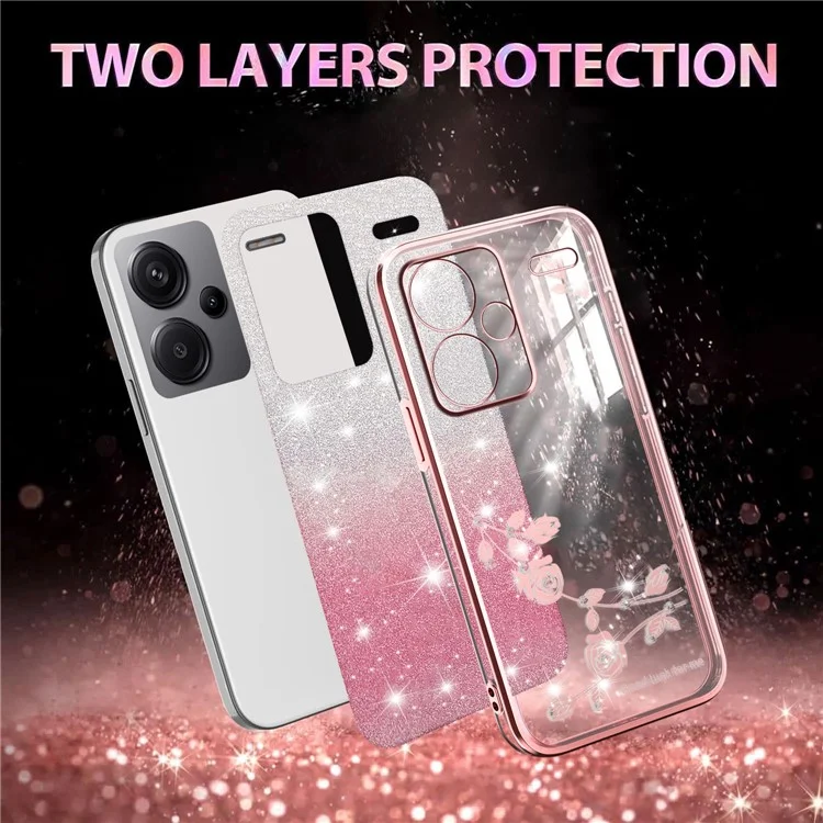 Funda KADEM para Xiaomi Redmi Note 13 Pro+ 5G con Diseño Floral - TPU Flexible Degradado - Oro Rosa