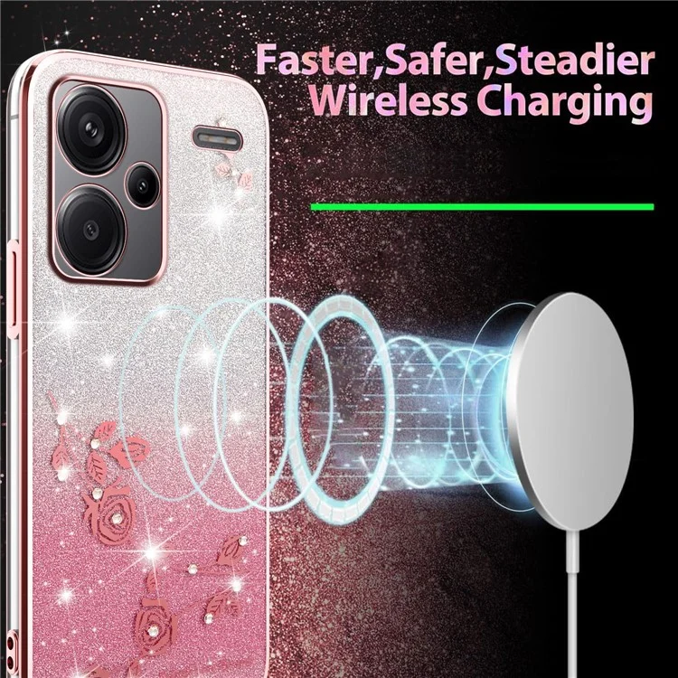 Funda KADEM para Xiaomi Redmi Note 13 Pro+ 5G con Diseño Floral - TPU Flexible Degradado - Oro Rosa
