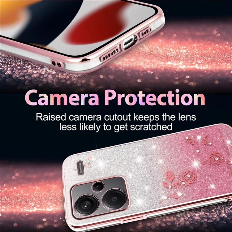Funda KADEM para Xiaomi Redmi Note 13 Pro+ 5G con Diseño Floral - TPU Flexible Degradado - Oro Rosa
