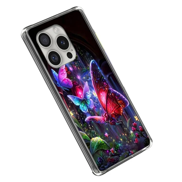Funda para iPhone 16 Pro, Patrón IMD Impreso Resistente a Golpes Cubierta de Teléfono de TPU - Mariposa Soñadora