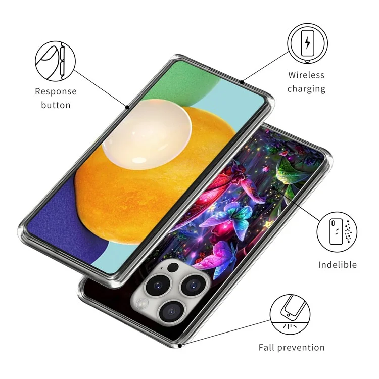 Funda para iPhone 16 Pro, Patrón IMD Impreso Resistente a Golpes Cubierta de Teléfono de TPU - Mariposa Soñadora
