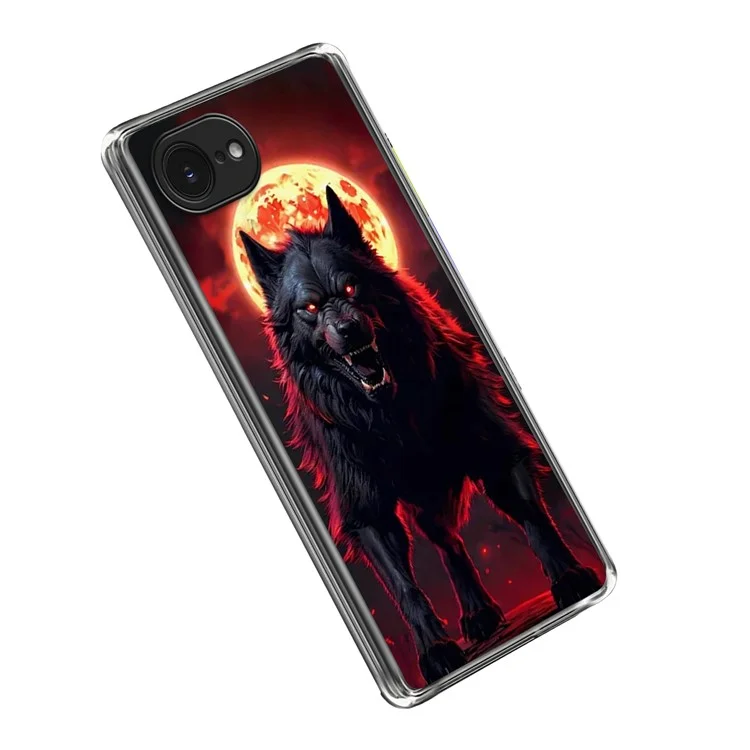 Funda para iPhone 16e con Patrón Impreso IMD Antichoque de TPU - Lobo Negro
