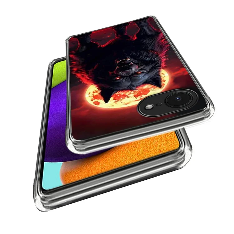 Funda para iPhone 16e con Patrón Impreso IMD Antichoque de TPU - Lobo Negro
