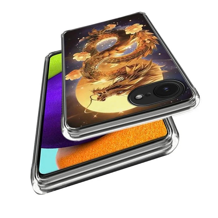 For iPhone 16e Case IMD Pattern Printed Shockproof TPU Phone Cover - Golden Dragon