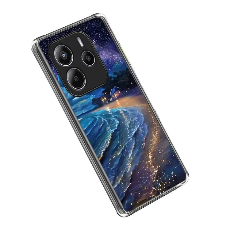 Funda para Xiaomi Redmi Note 14 4G (163,25x76,55x8,16 mm) con Diseño de Patrón IMD Impreso, Resistente a Golpes, Cubierta de Teléfono TPU - Playa Estrellada