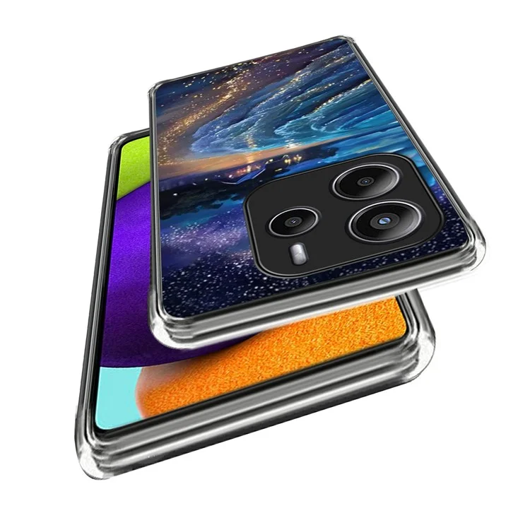 Funda para Xiaomi Redmi Note 14 4G (163,25x76,55x8,16 mm) con Diseño de Patrón IMD Impreso, Resistente a Golpes, Cubierta de Teléfono TPU - Playa Estrellada
