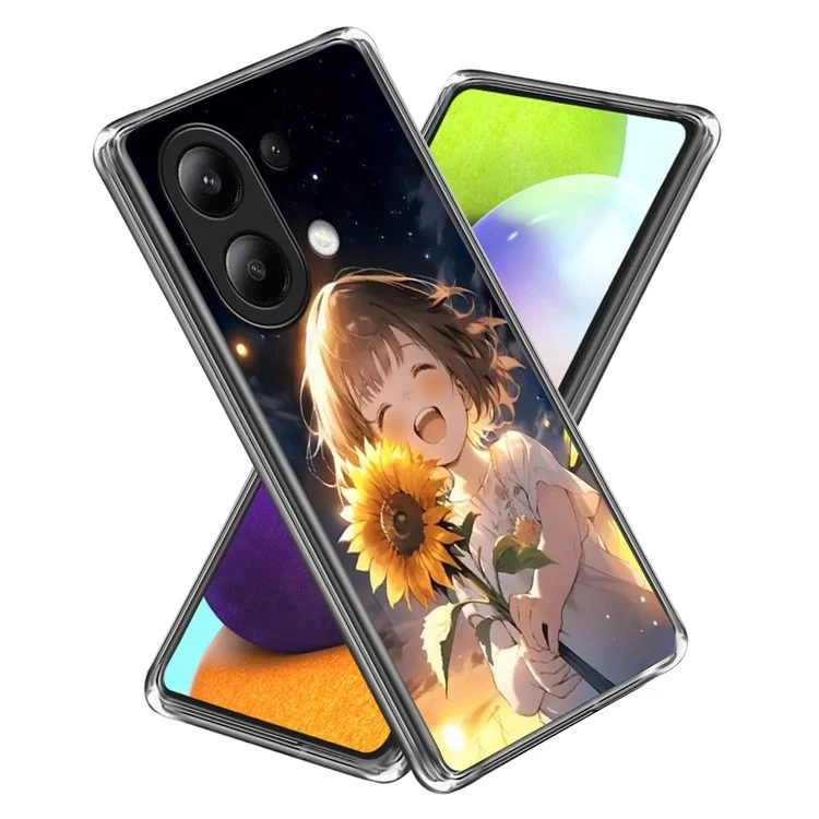 For Xiaomi Redmi Note 13 4G Case IMD Pattern Printed Shockproof TPU Phone Cover - Sunflower Girl