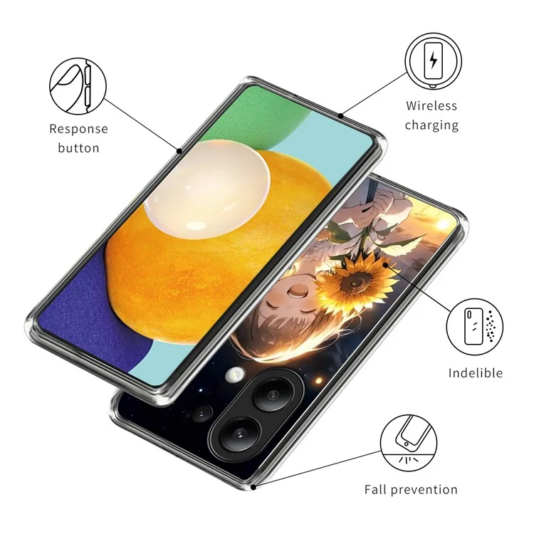 For Xiaomi Redmi Note 13 4G Case IMD Pattern Printed Shockproof TPU Phone Cover - Sunflower Girl