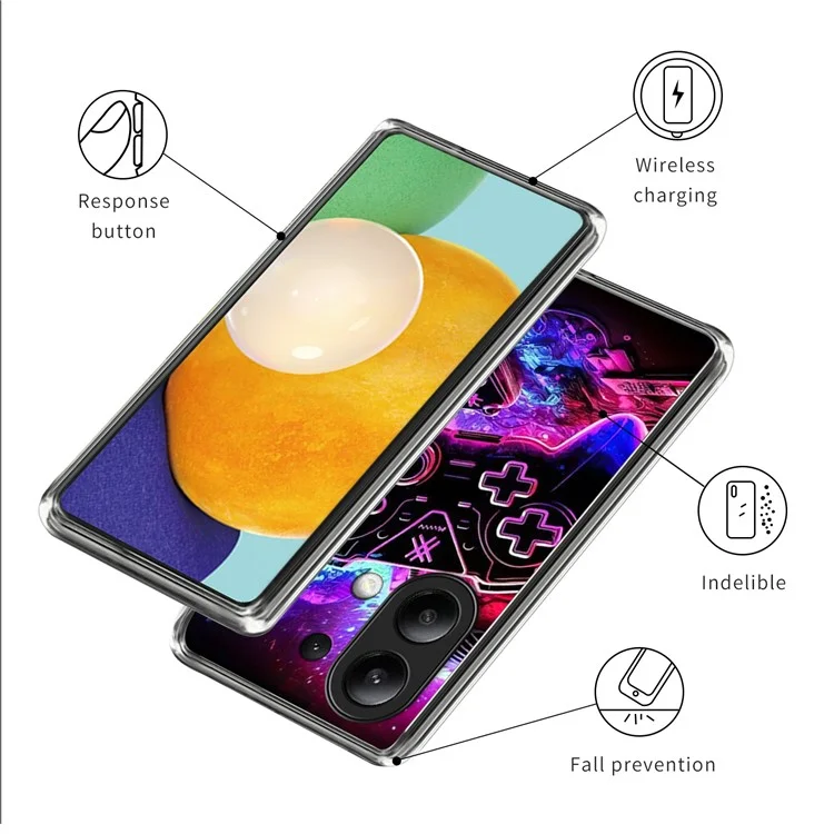 For Xiaomi Redmi Note 13 4G Case IMD Pattern Printed Shockproof TPU Phone Cover - Game Controller