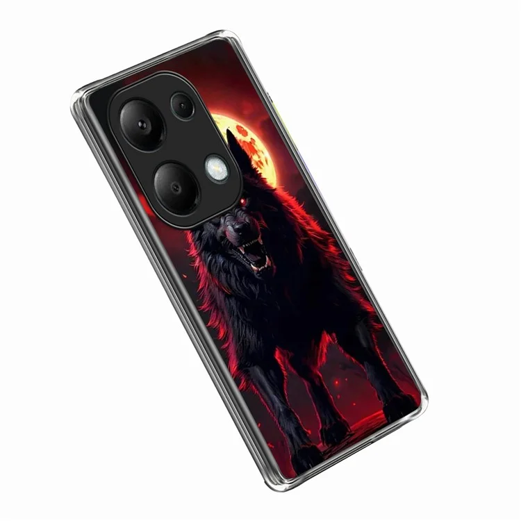 Étui pour Xiaomi Redmi Note 13 Pro 4G Motif IMD Imprimé Antichoc Housse de Téléphone en TPU - Loup Noir