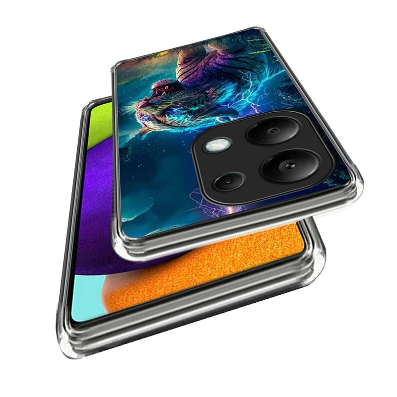 For Xiaomi Redmi Note 13 Pro 4G Case IMD Pattern Printed Shockproof TPU Phone Cover - Lightning Tiger