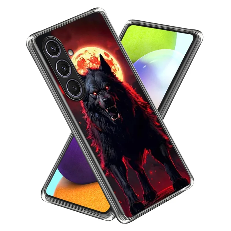 For Samsung Galaxy S25 Case IMD Pattern Printed Shockproof TPU Phone Cover - Black Wolf