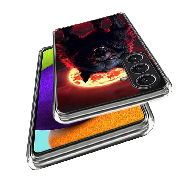 For Samsung Galaxy S25 Case IMD Pattern Printed Shockproof TPU Phone Cover - Black Wolf