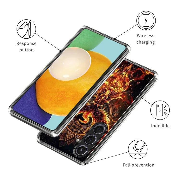 For Samsung Galaxy S25+ Case IMD Pattern Printed Shockproof TPU Phone Cover - Phoenix