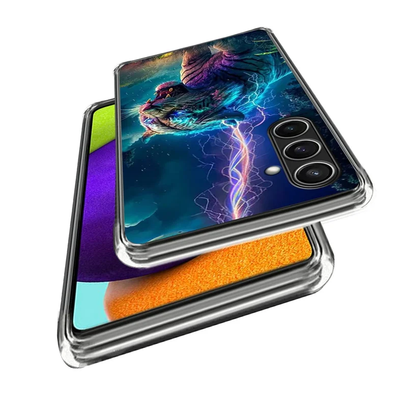 For Samsung Galaxy S24 FE Case IMD Pattern Printed Shockproof TPU Phone Cover - Lightning Tiger