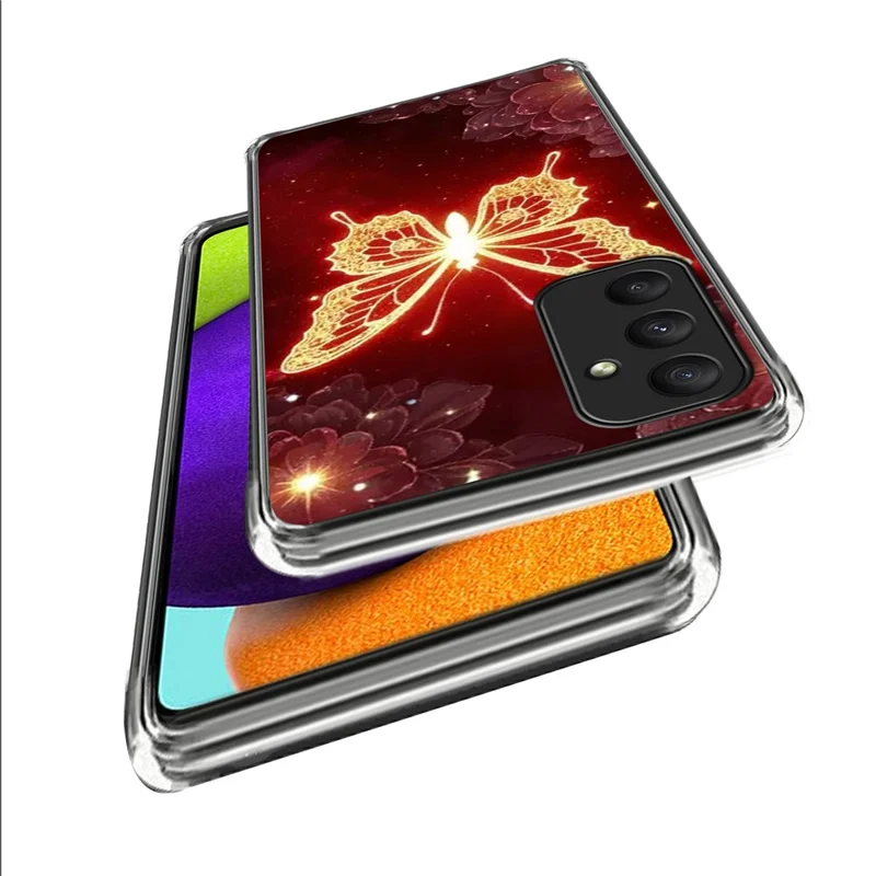 For Samsung Galaxy A36 5G Case IMD Pattern Printed Shockproof TPU Phone Cover - Golden Butterfly
