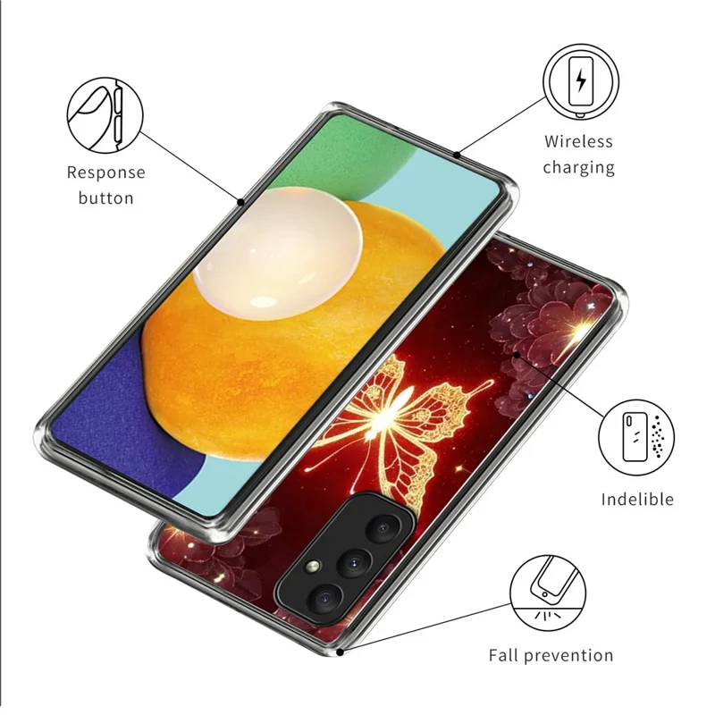 For Samsung Galaxy A36 5G Case IMD Pattern Printed Shockproof TPU Phone Cover - Golden Butterfly