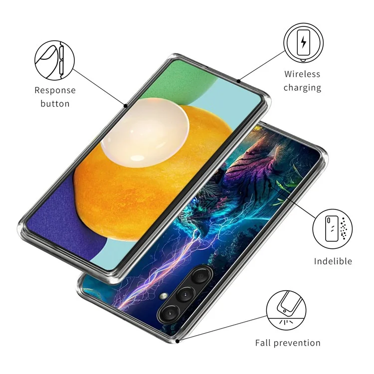 For Samsung Galaxy A16 5G  /  4G Case IMD Pattern Printed Shockproof TPU Phone Cover - Lightning Tiger
