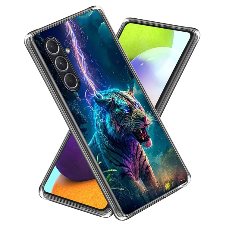 For Samsung Galaxy A55 5G Case IMD Pattern Printed Shockproof TPU Phone Cover - Lightning Tiger
