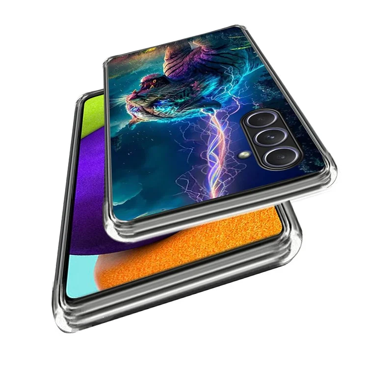For Samsung Galaxy A55 5G Case IMD Pattern Printed Shockproof TPU Phone Cover - Lightning Tiger