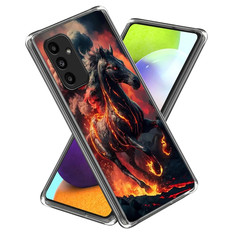 For Samsung Galaxy A15 5G  /  4G Case IMD Pattern Printed Shockproof TPU Phone Cover - Fiery Horse