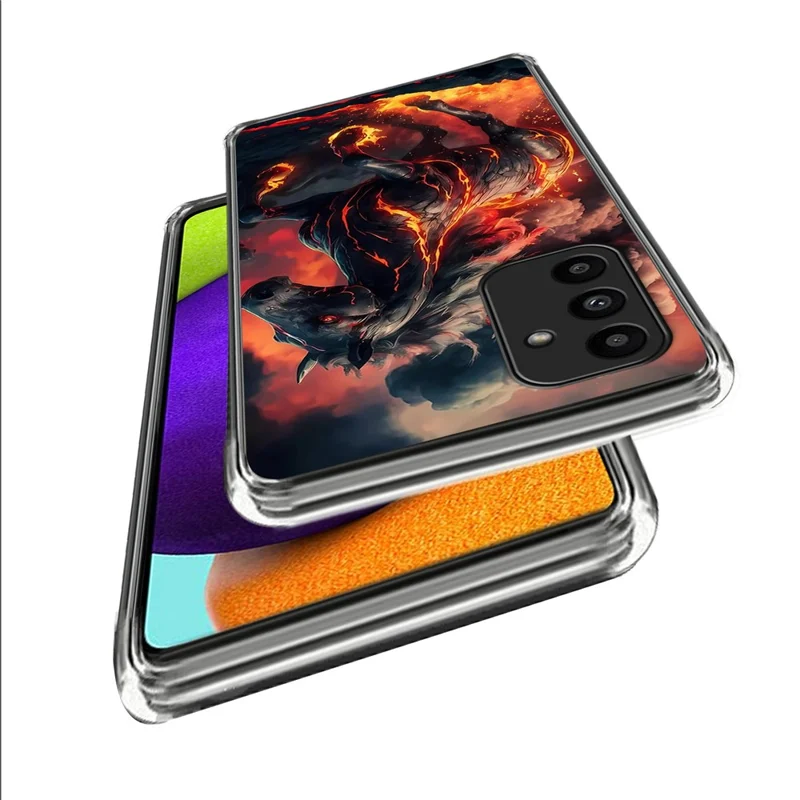 For Samsung Galaxy A15 5G  /  4G Case IMD Pattern Printed Shockproof TPU Phone Cover - Fiery Horse