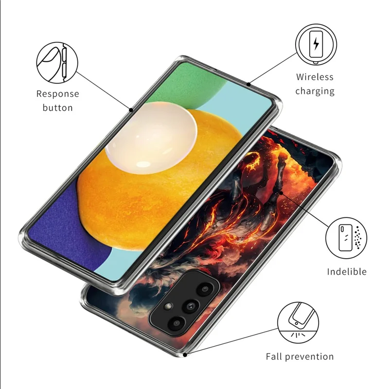 For Samsung Galaxy A15 5G  /  4G Case IMD Pattern Printed Shockproof TPU Phone Cover - Fiery Horse
